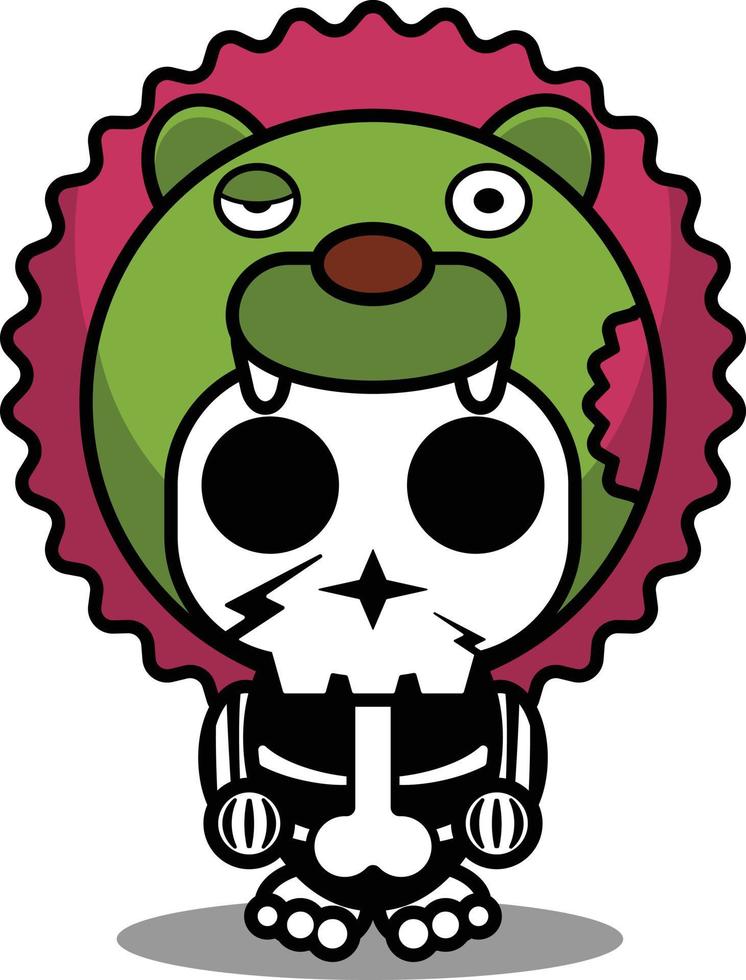 vector illustration of cute cartoon character zombie mascot bone animal lion halloween