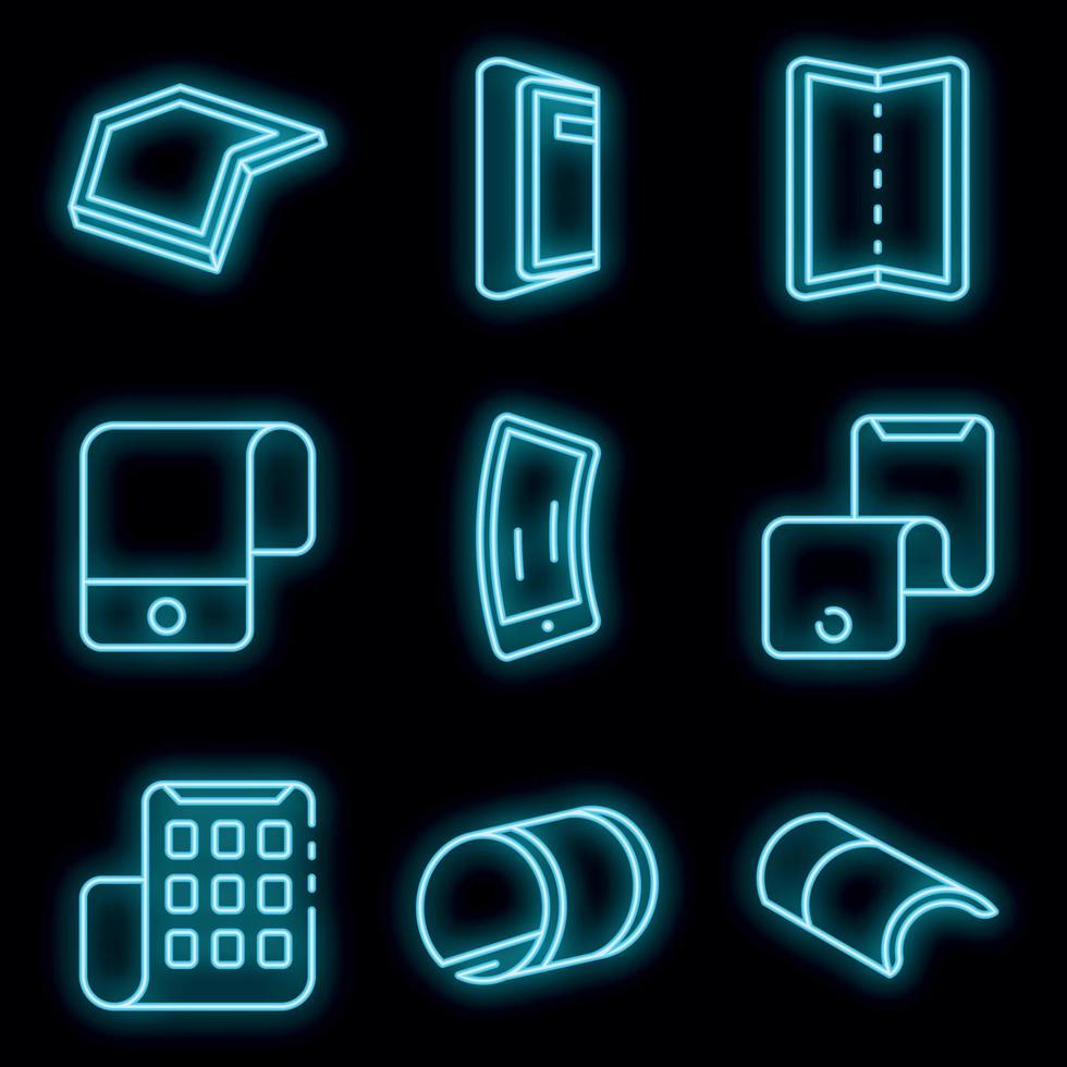 conjunto de iconos de pantalla flexible neón vectorial vector