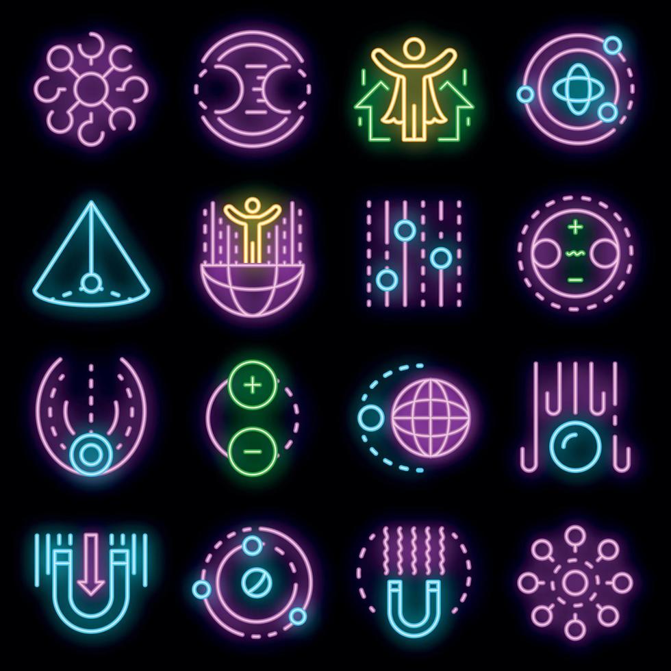 conjunto de iconos de gravedad neón vectorial vector