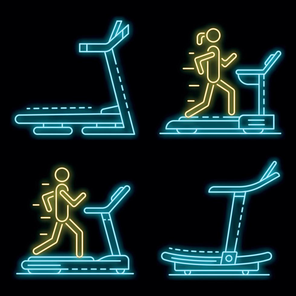 Treadmill icon set vector neon