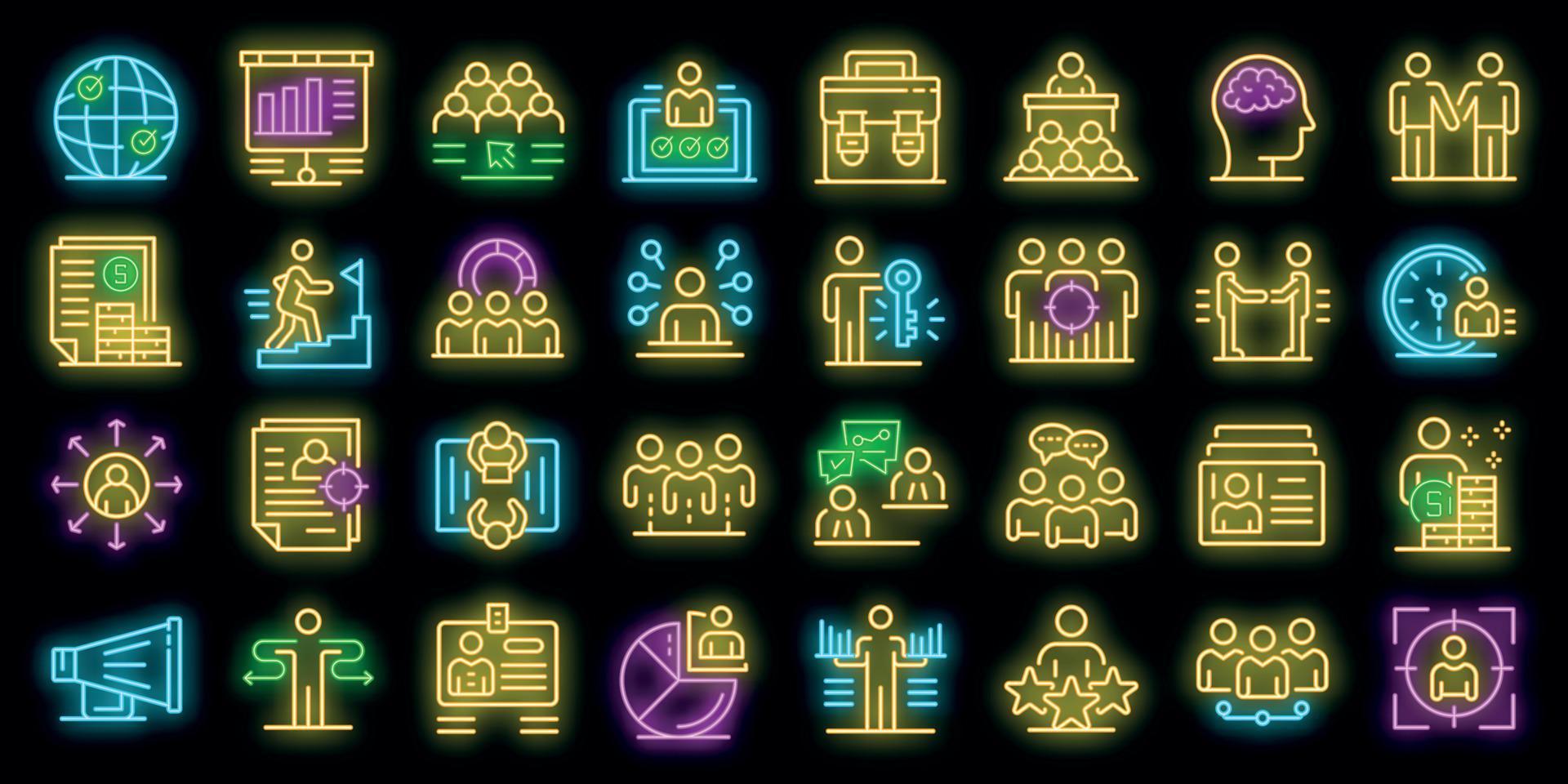 conjunto de iconos de reclutador neón vectorial vector