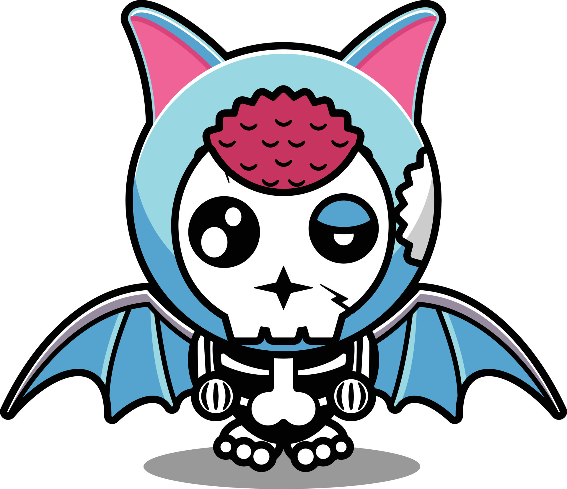 vector illustration of cute cartoon character zombie mascot bone animal bat  halloween 8822596 Vector Art at Vecteezy