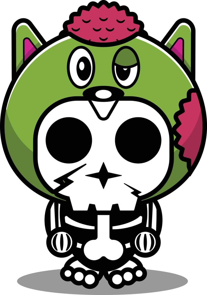 ilustración vectorial del personaje de dibujos animados lindo zombie mascota hueso animal castor halloween vector