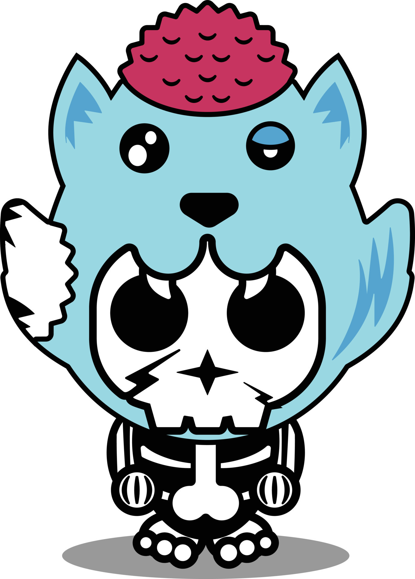 vector illustration of cute cartoon character zombie mascot bone animal  wolf halloween 8822599 Vector Art at Vecteezy
