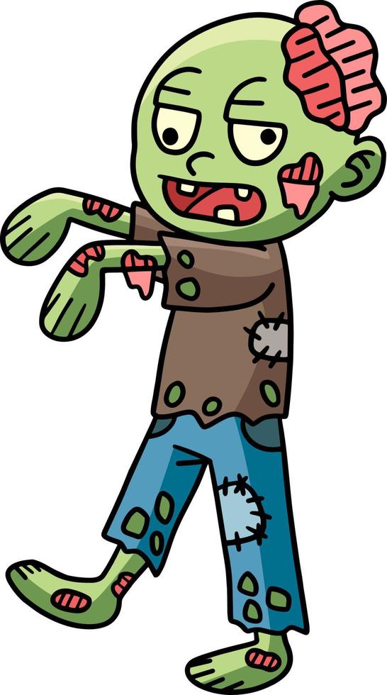 Zombie Halloween Cartoon Colored Clipart vector