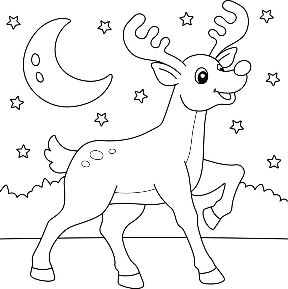 Christmas Reindeer Coloring Page for Kids vector
