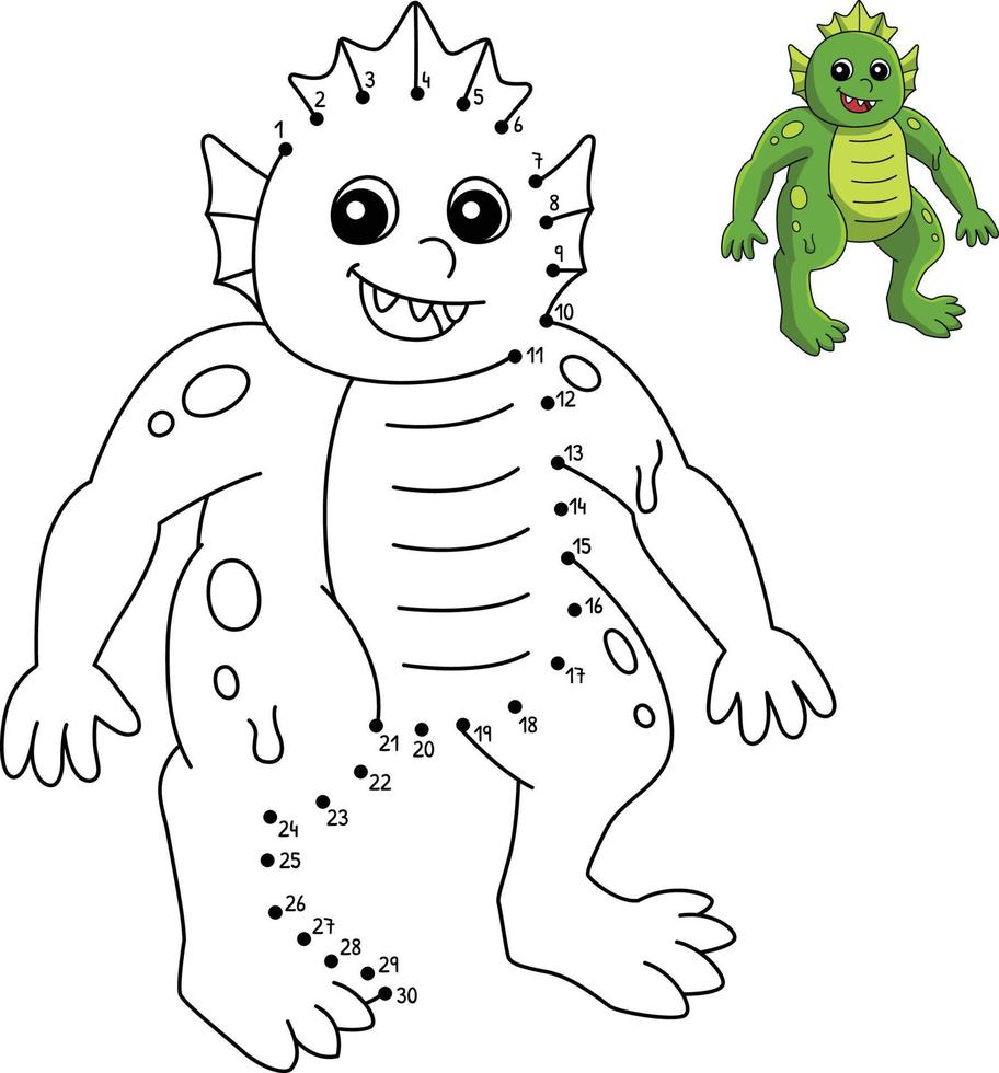 Dot to Dot Monster Halloween Isolated Coloring vector