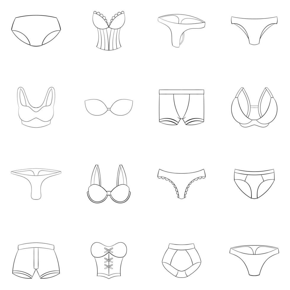 Underwear icon set outline vector