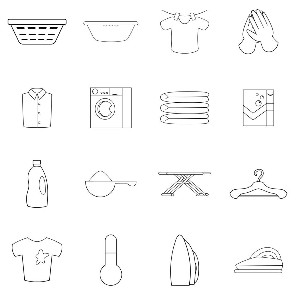 Laundry icon set outline vector