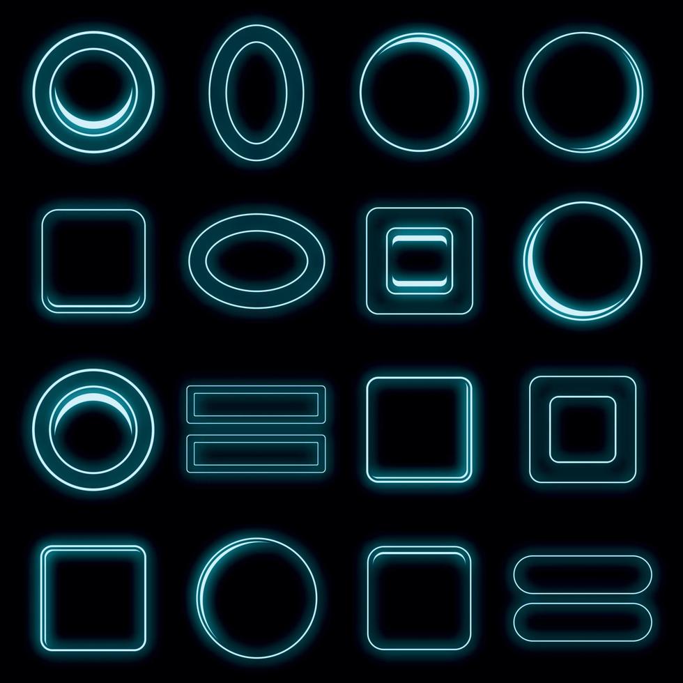 Blank web buttons icons set vector neon
