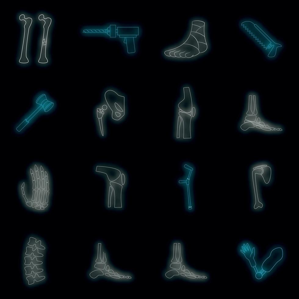Orthopedic and spine icons set vector neon