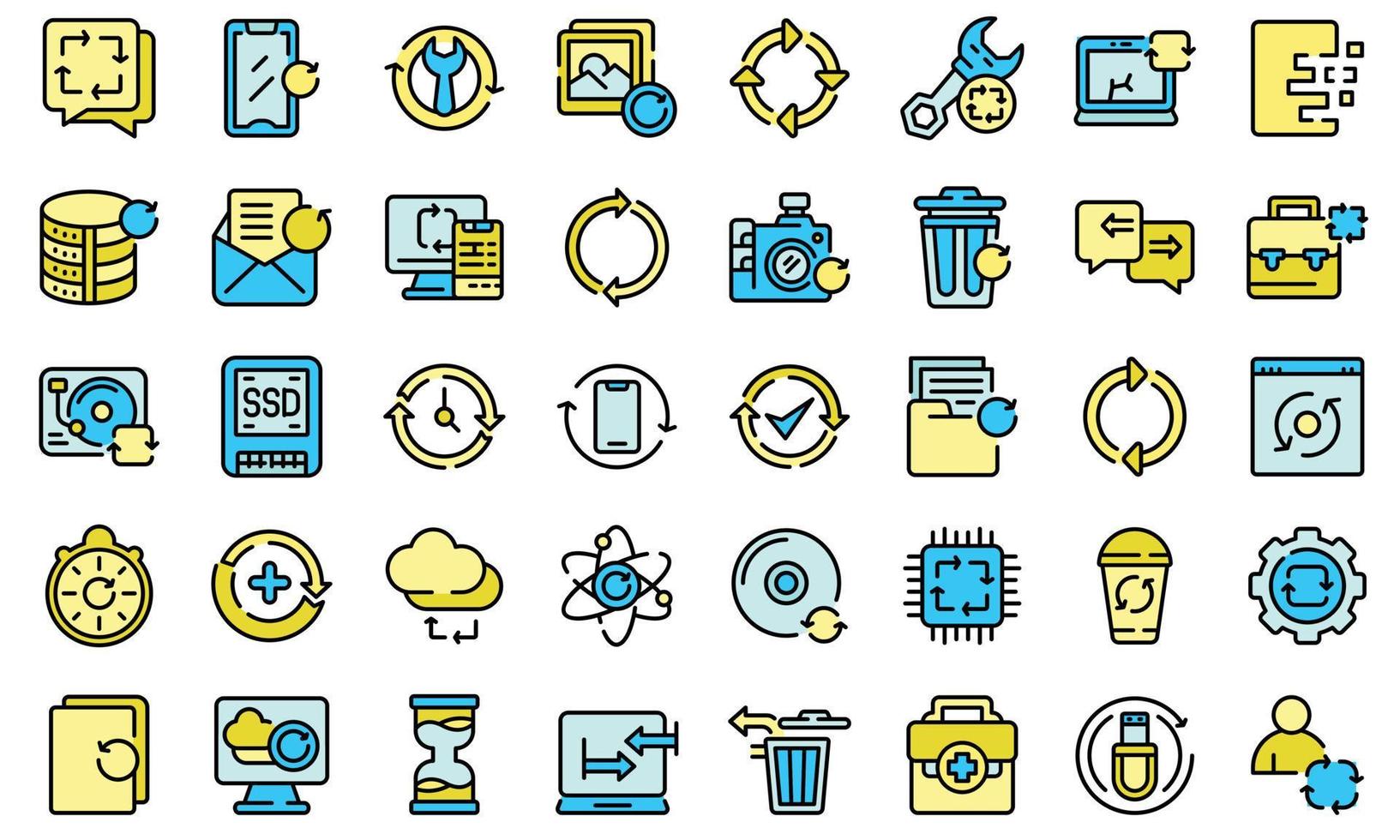 Regeneration icons set line color vector