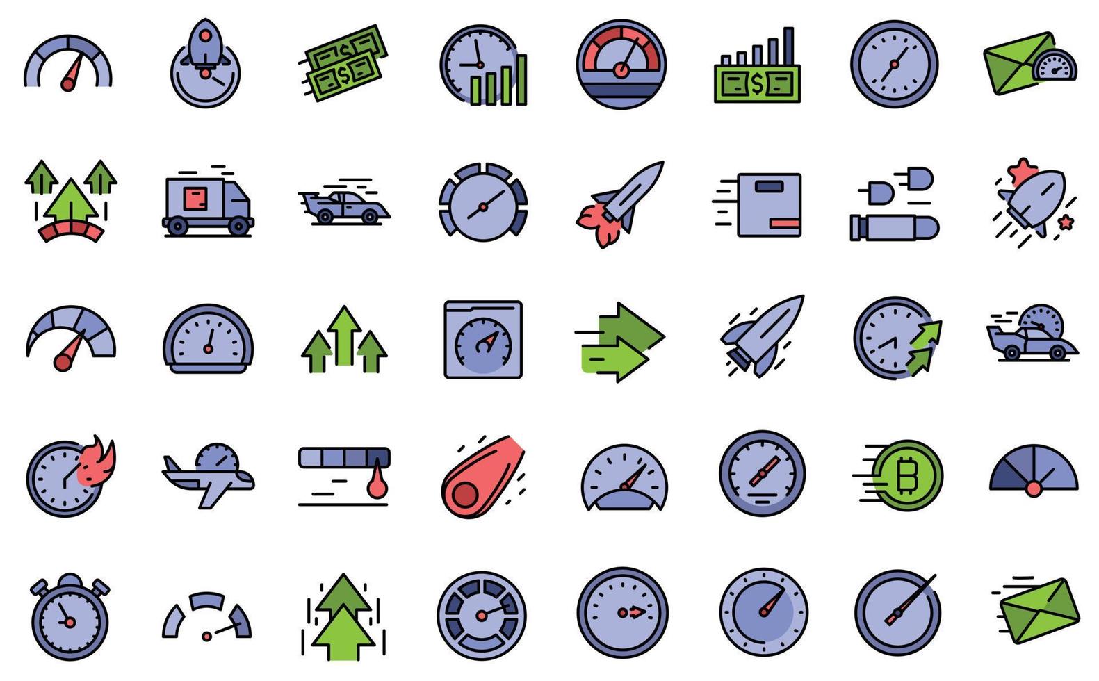 Velocity icons set line color vector