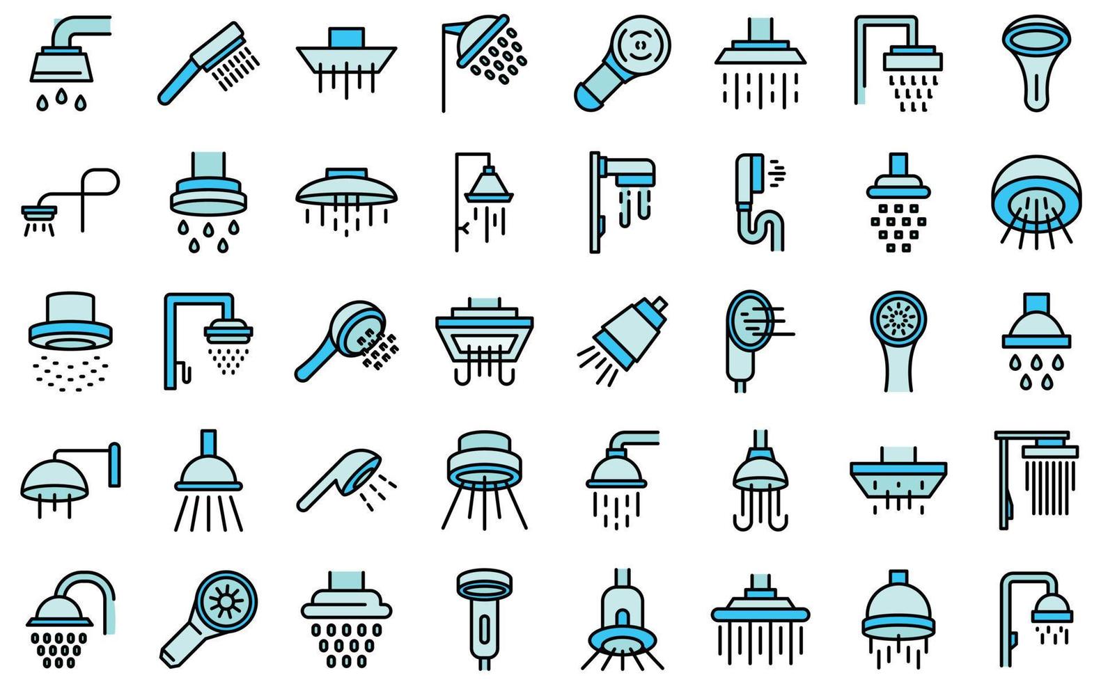 Shower heads icon, outline style vector