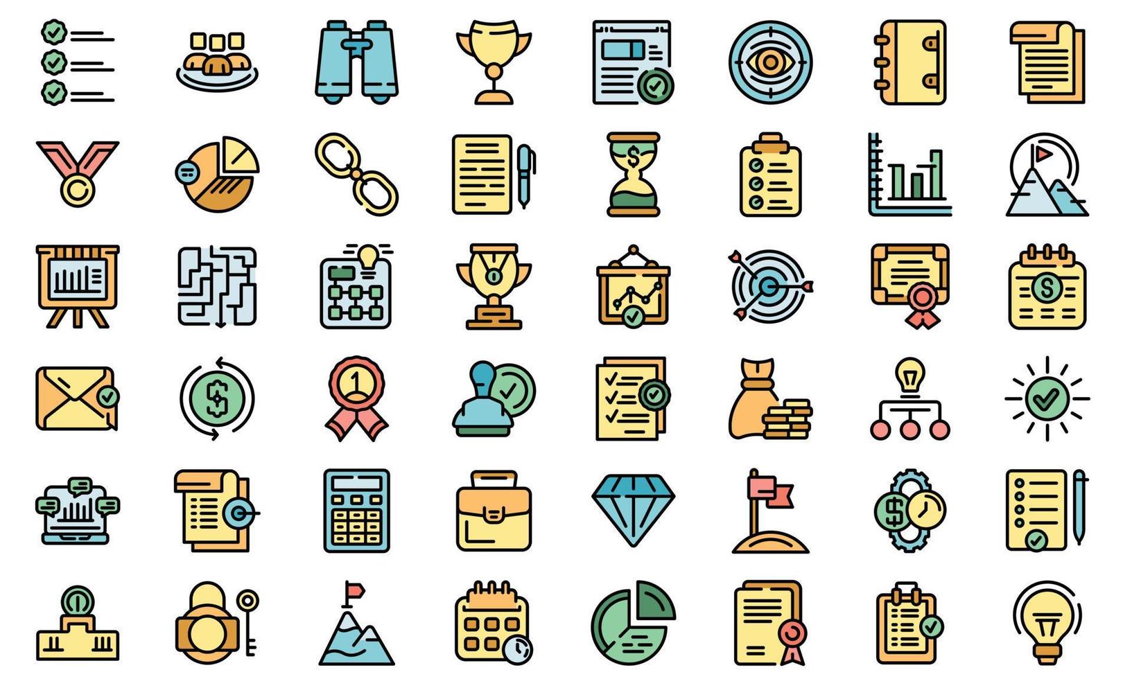 Successful business icons set vector flat