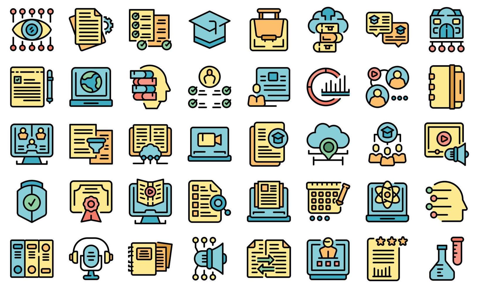 Learning management system icons set vector flat