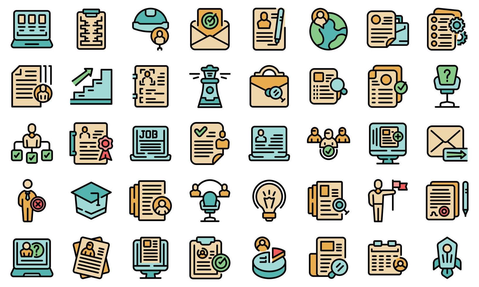 Vacancy icons set vector flat