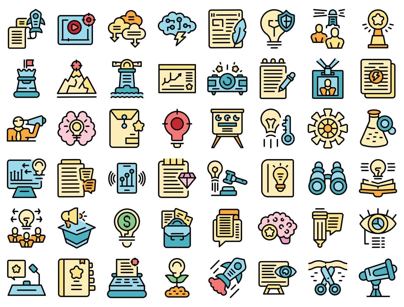 iconos de idea de negocio conjunto vector plano