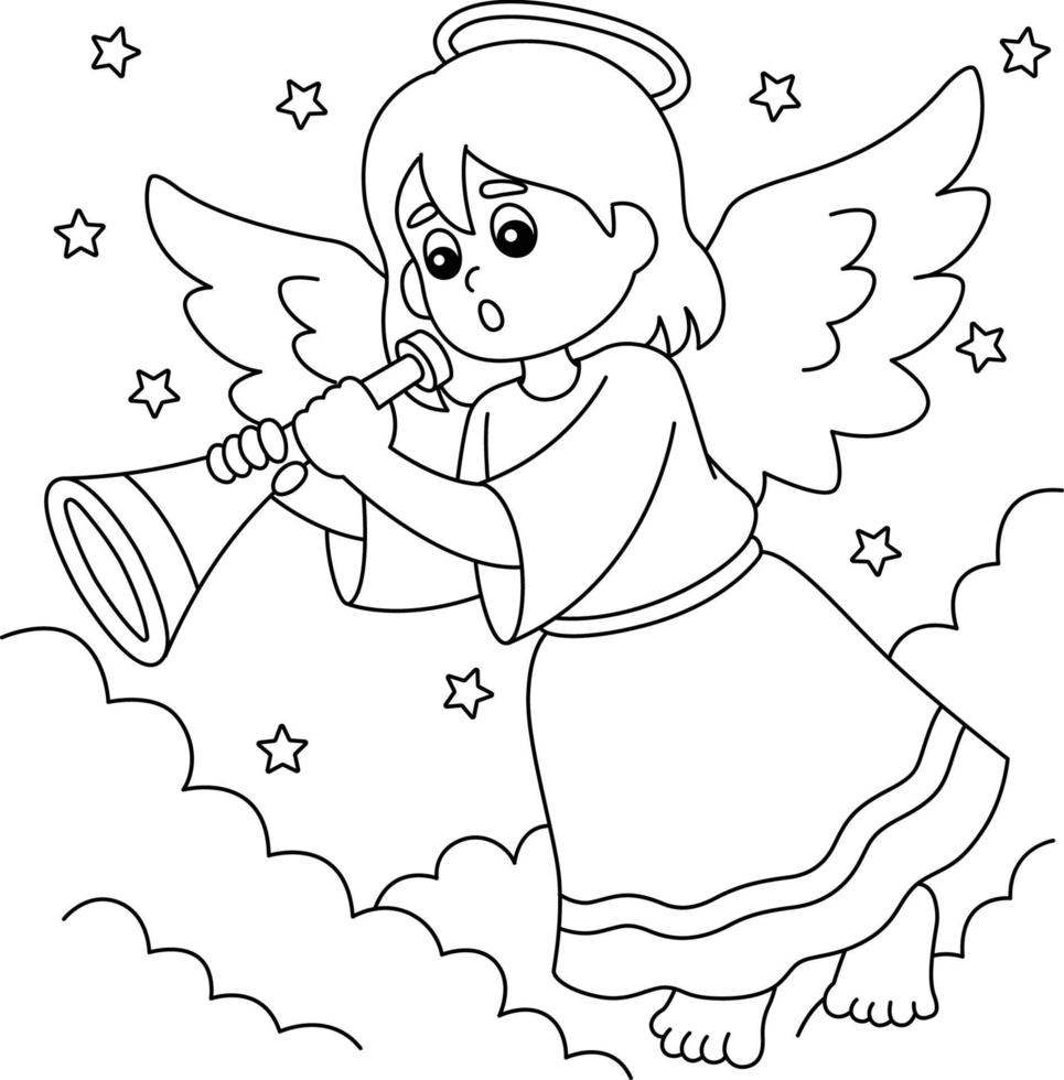 Christmas Angel Coloring Page for Kids vector