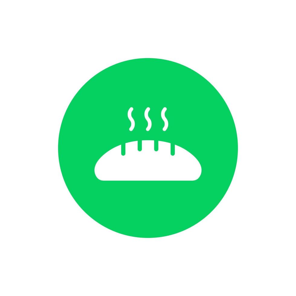 Hot bread, loaf icon vector isolated on circle background