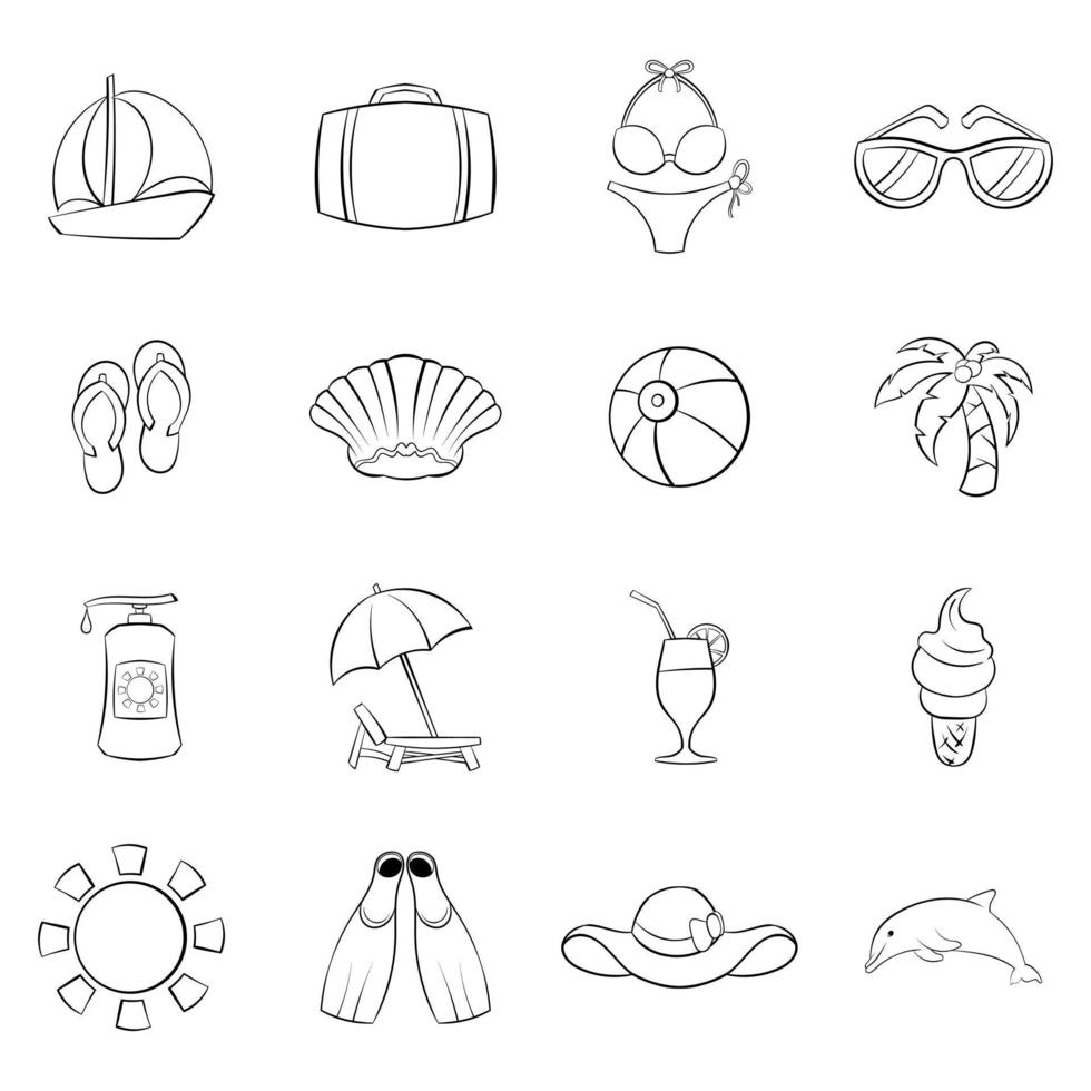 conjunto de iconos de verano contorno vectorial vector