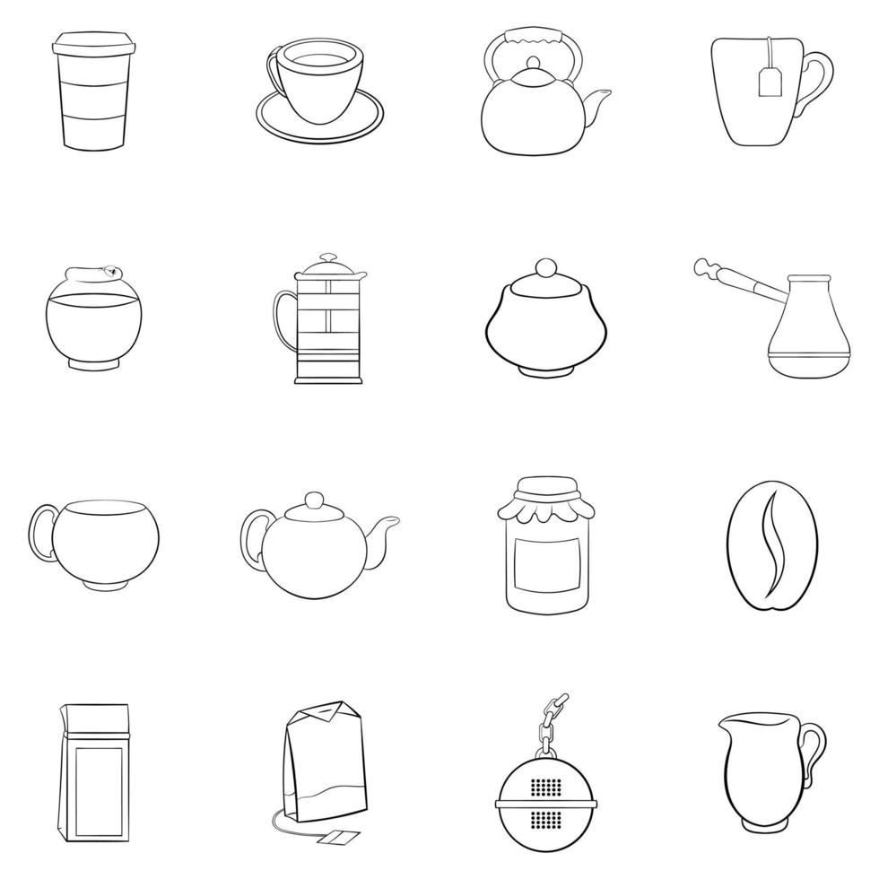 Tea and coffee set vector outline