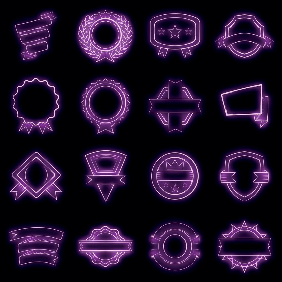 Seal and Ribbon set vector neon