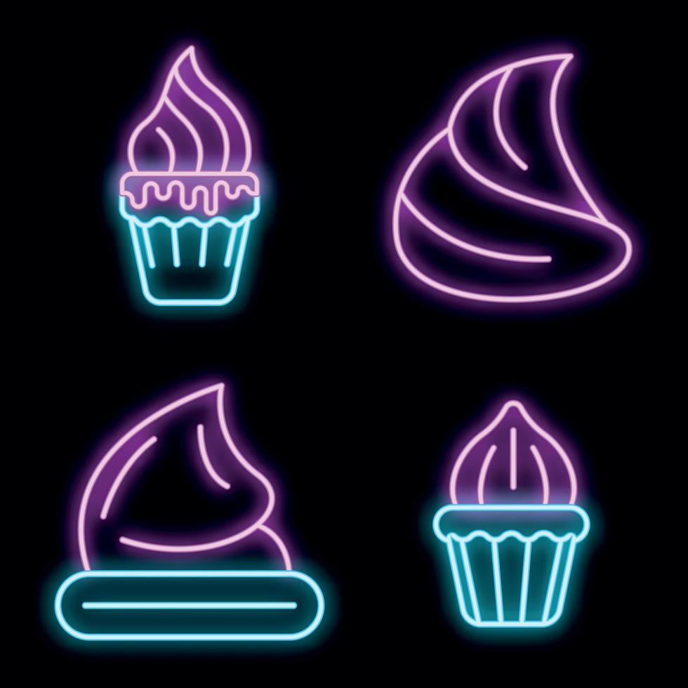 Meringue icons set vector neon