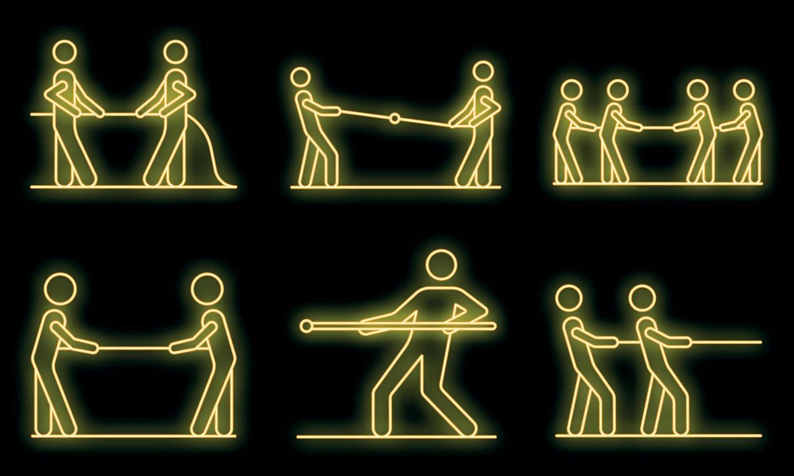 Tug of war icons set vector neon