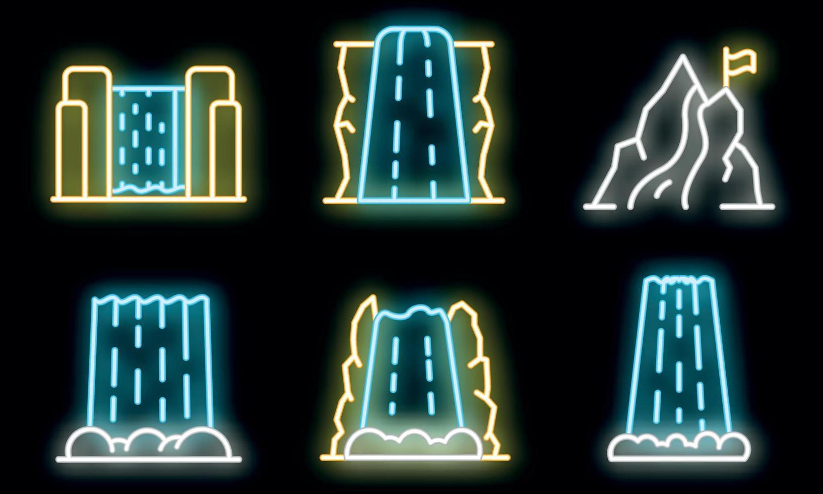 Cascade icons set vector neon