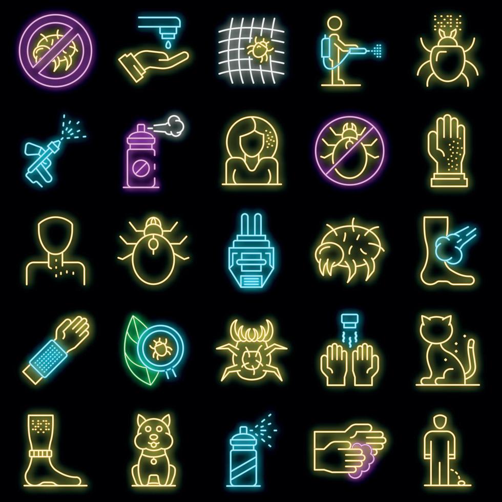 Mite icons set vector neon