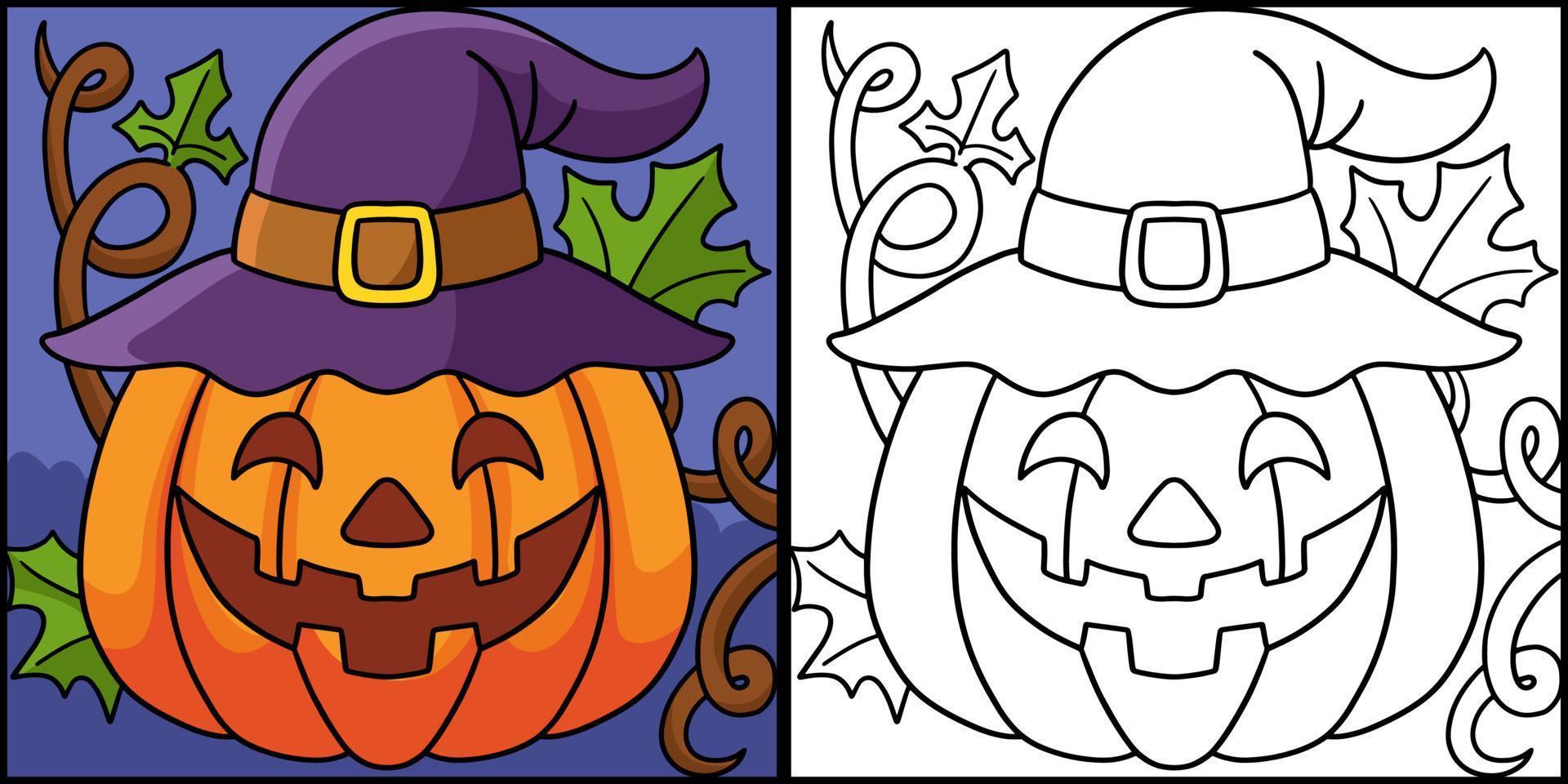 Pumpkin Witch Halloween Colored Illustration vector