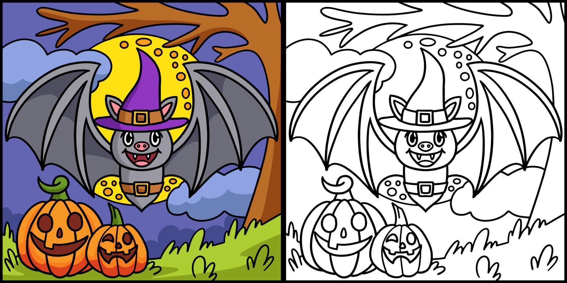 Vampire Bat Halloween Colored Illustration vector