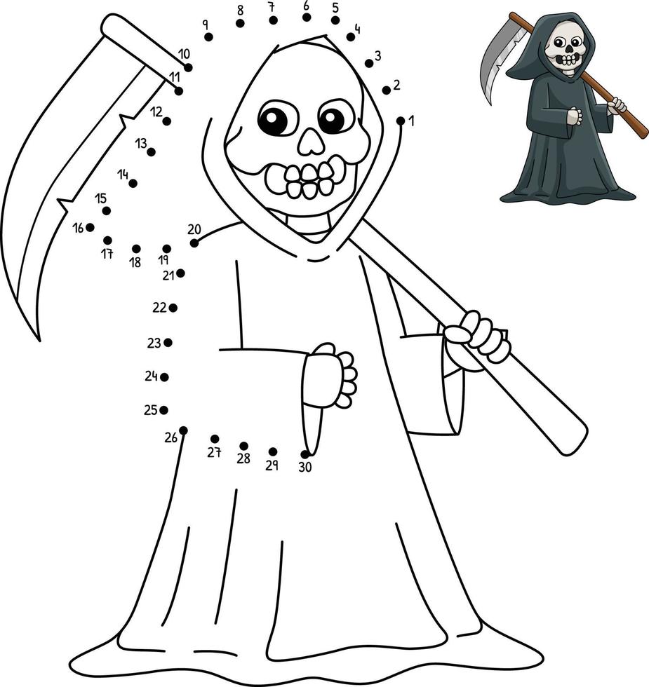 punto a punto parca halloween aislado colorear vector