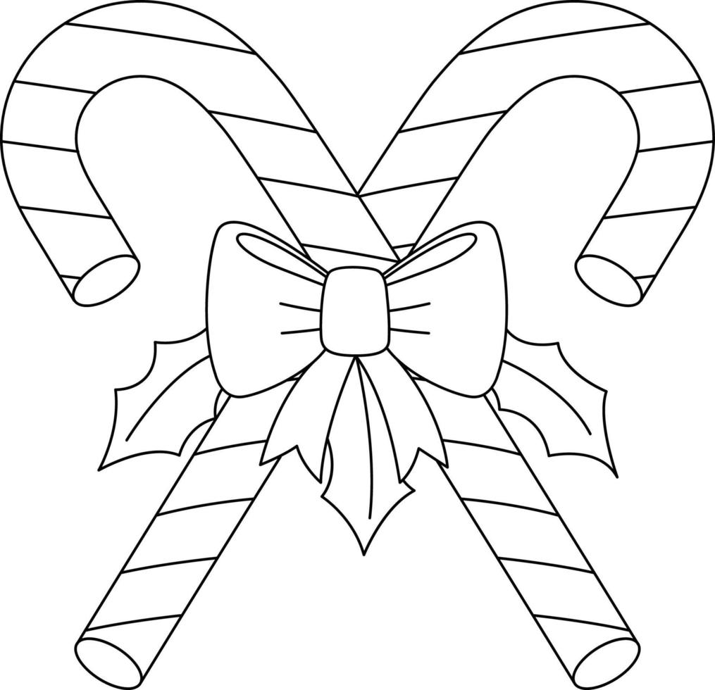 Christmas Candy Cane Isolated Coloring Page vector