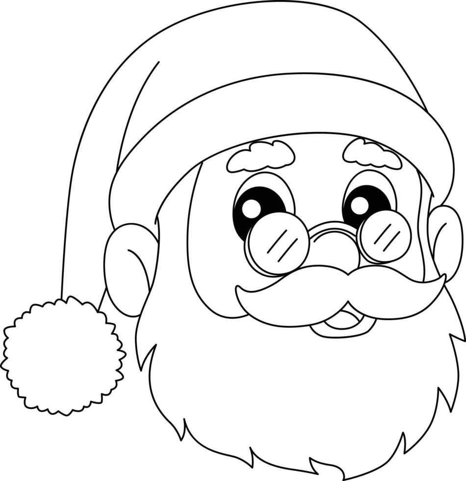 Christmas Santa Head Isolated Coloring Page vector