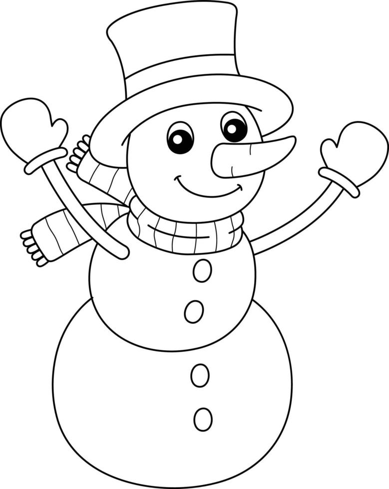 muñeco de nieve navidad aislado página para colorear para niños vector