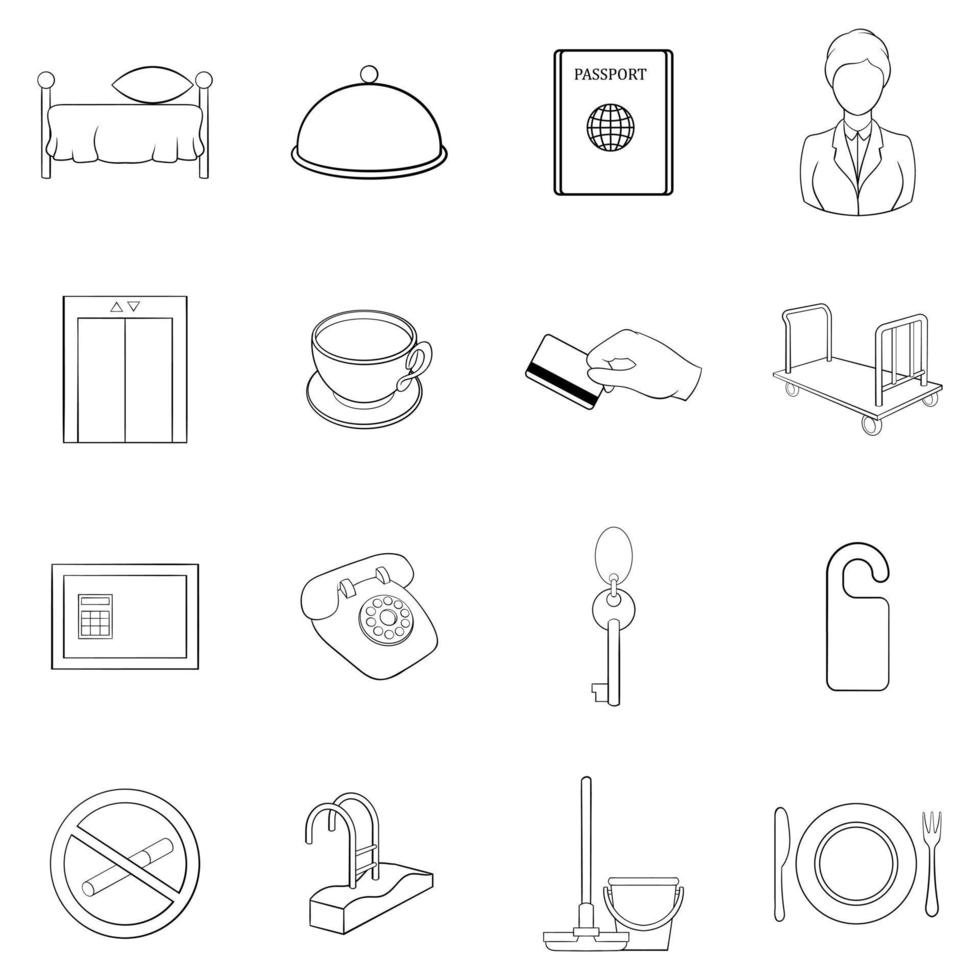 Hotel icon set outline vector