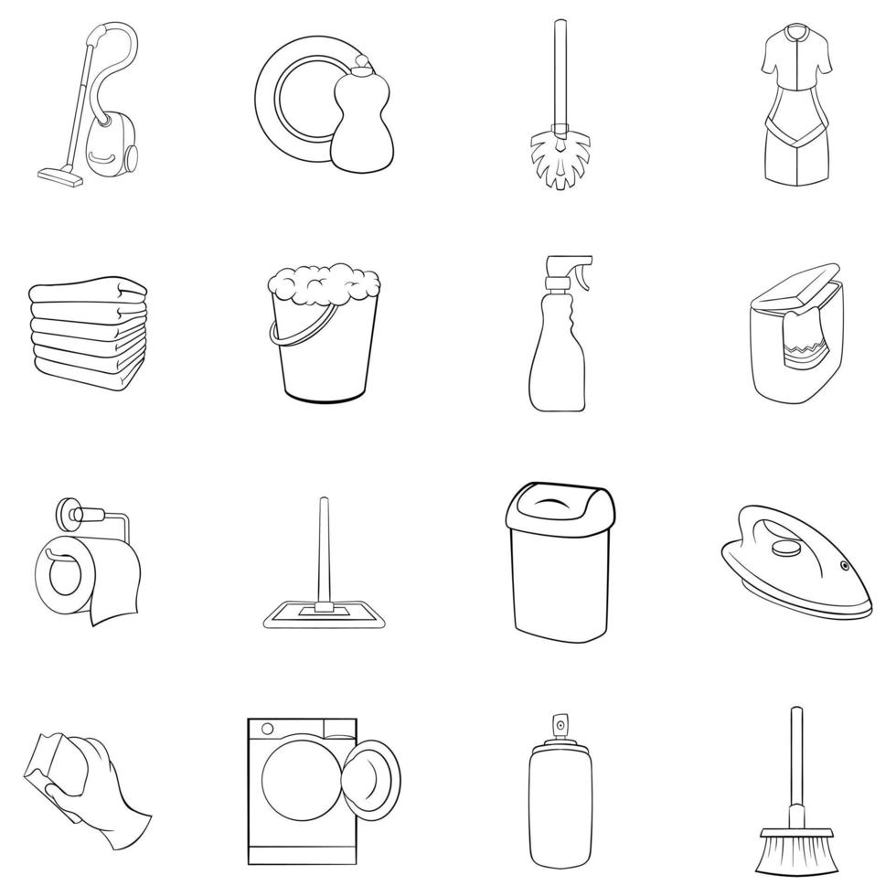 esquema de conjunto de iconos de elementos domésticos vector