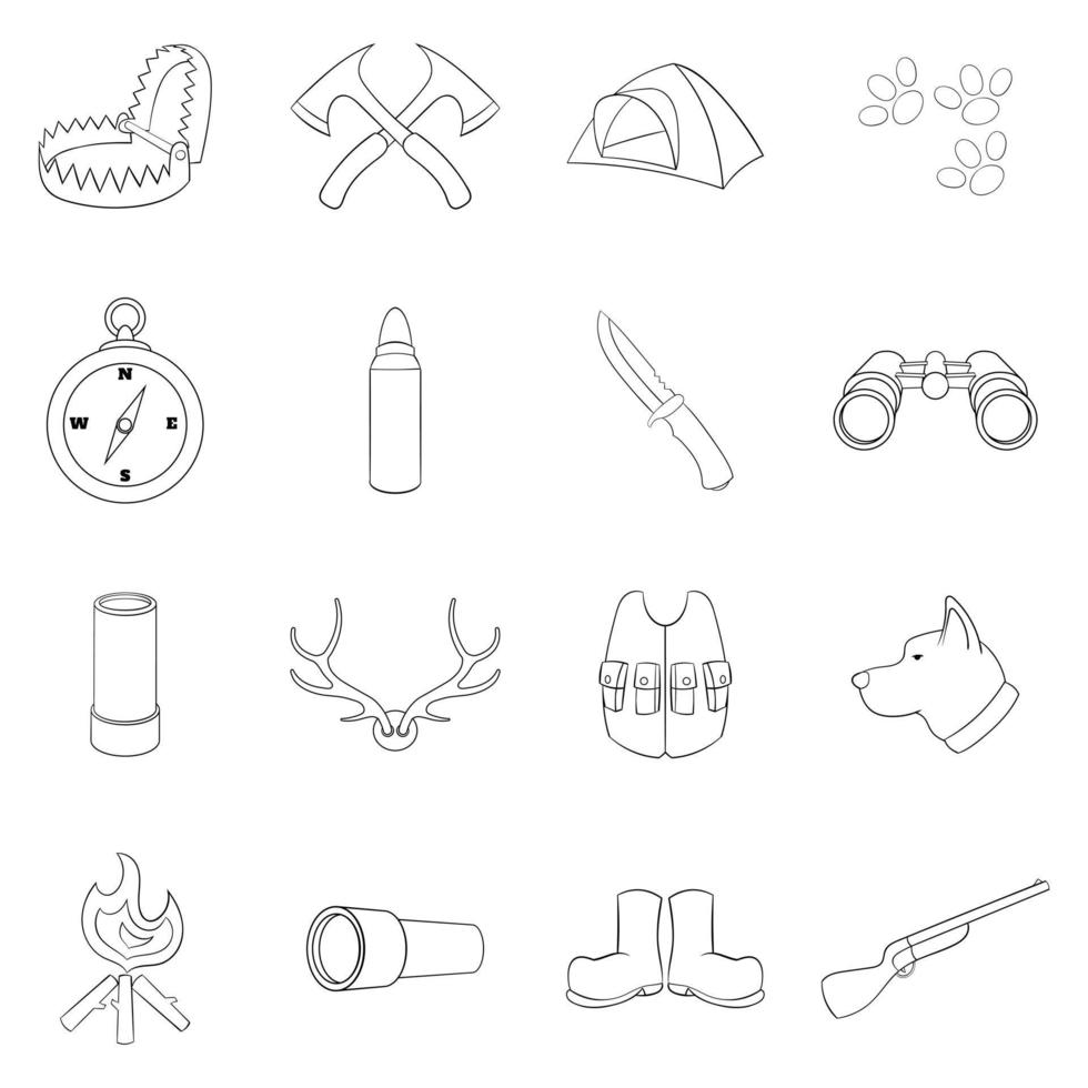 Hunting icon set outline vector