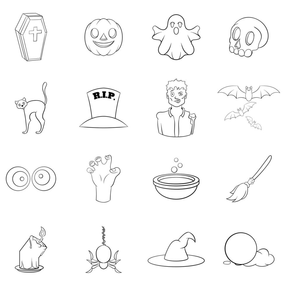 Halloween icon set outline vector