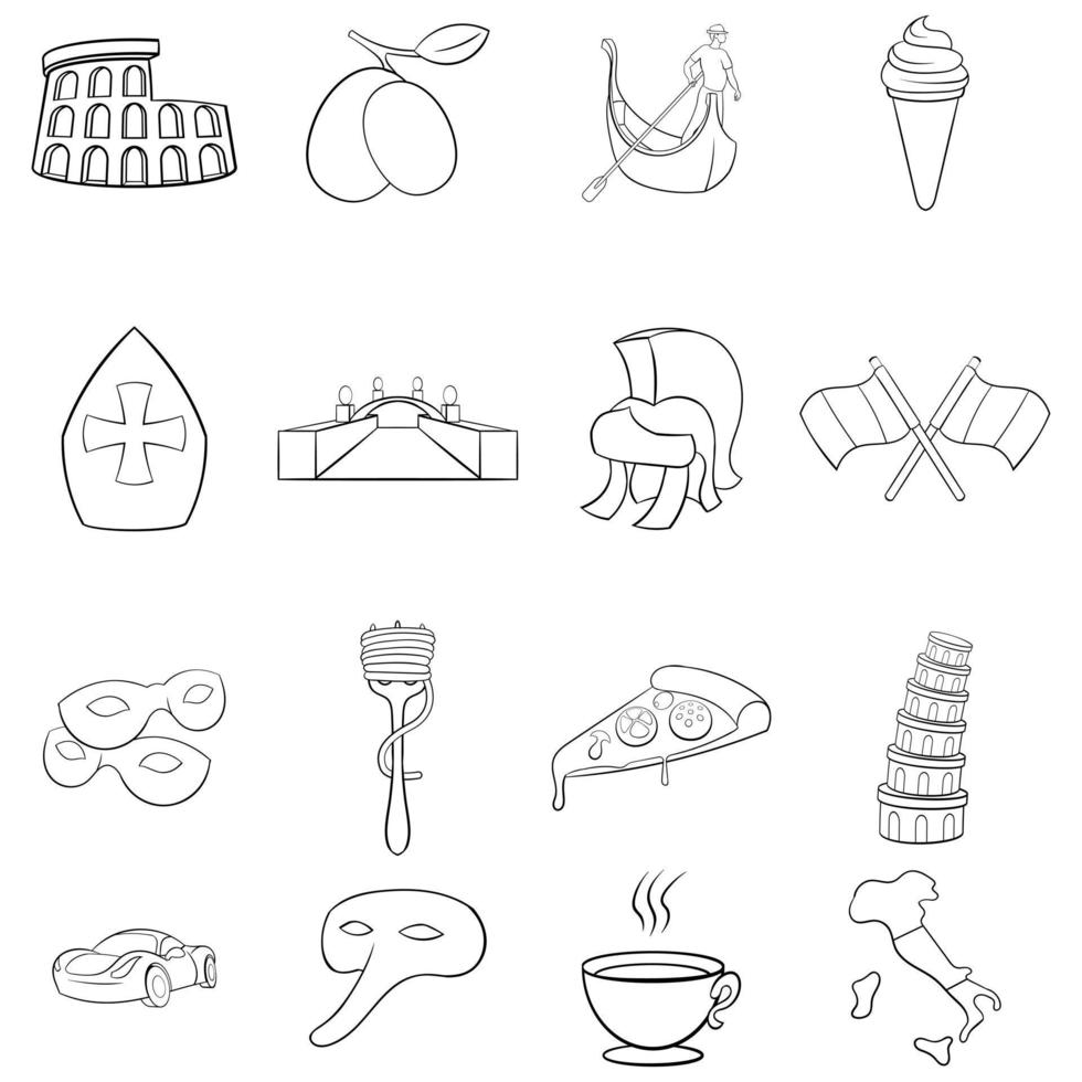 Italy icon set outline vector