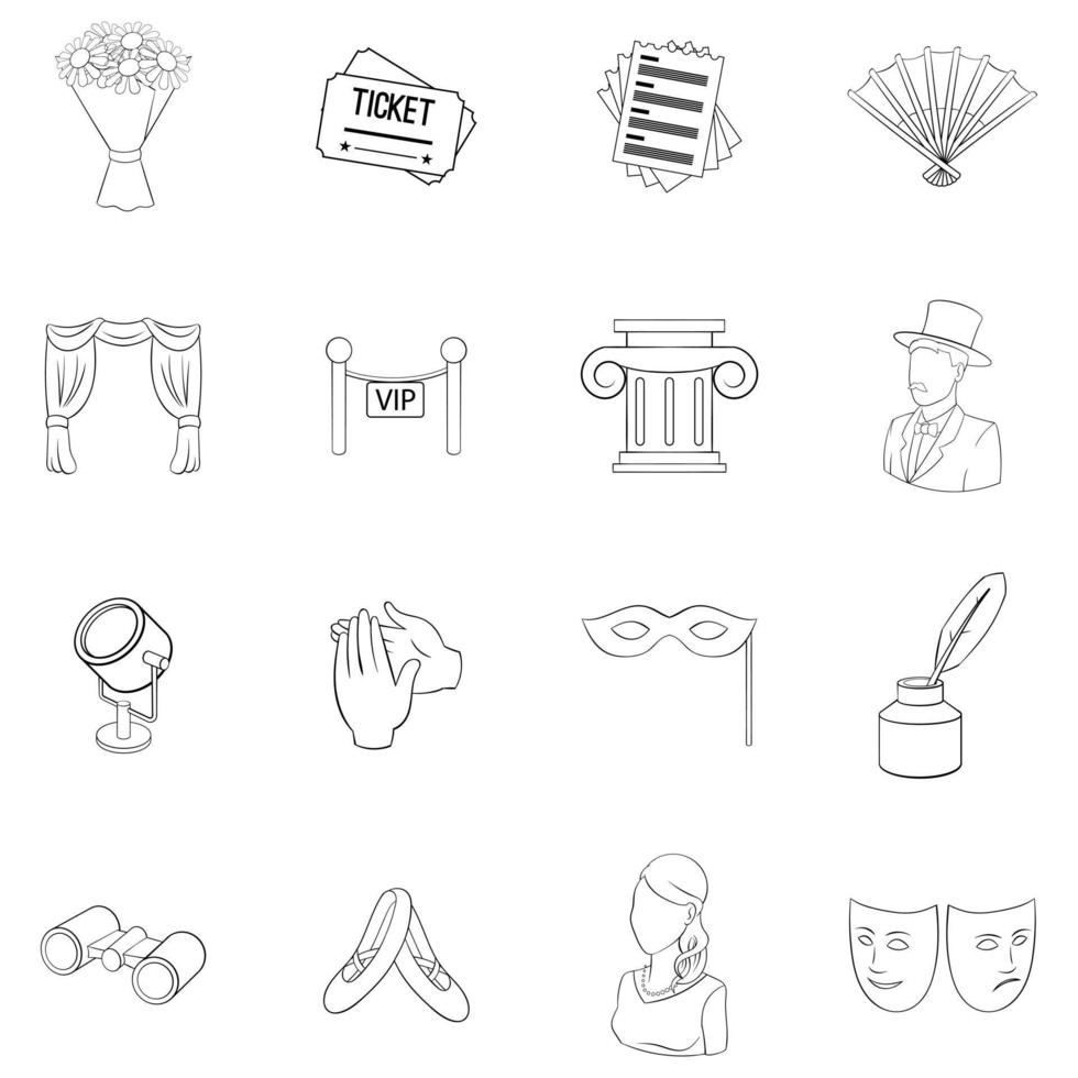 Theatre icon set outline vector