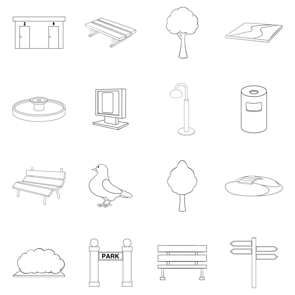 Park icon set outline vector