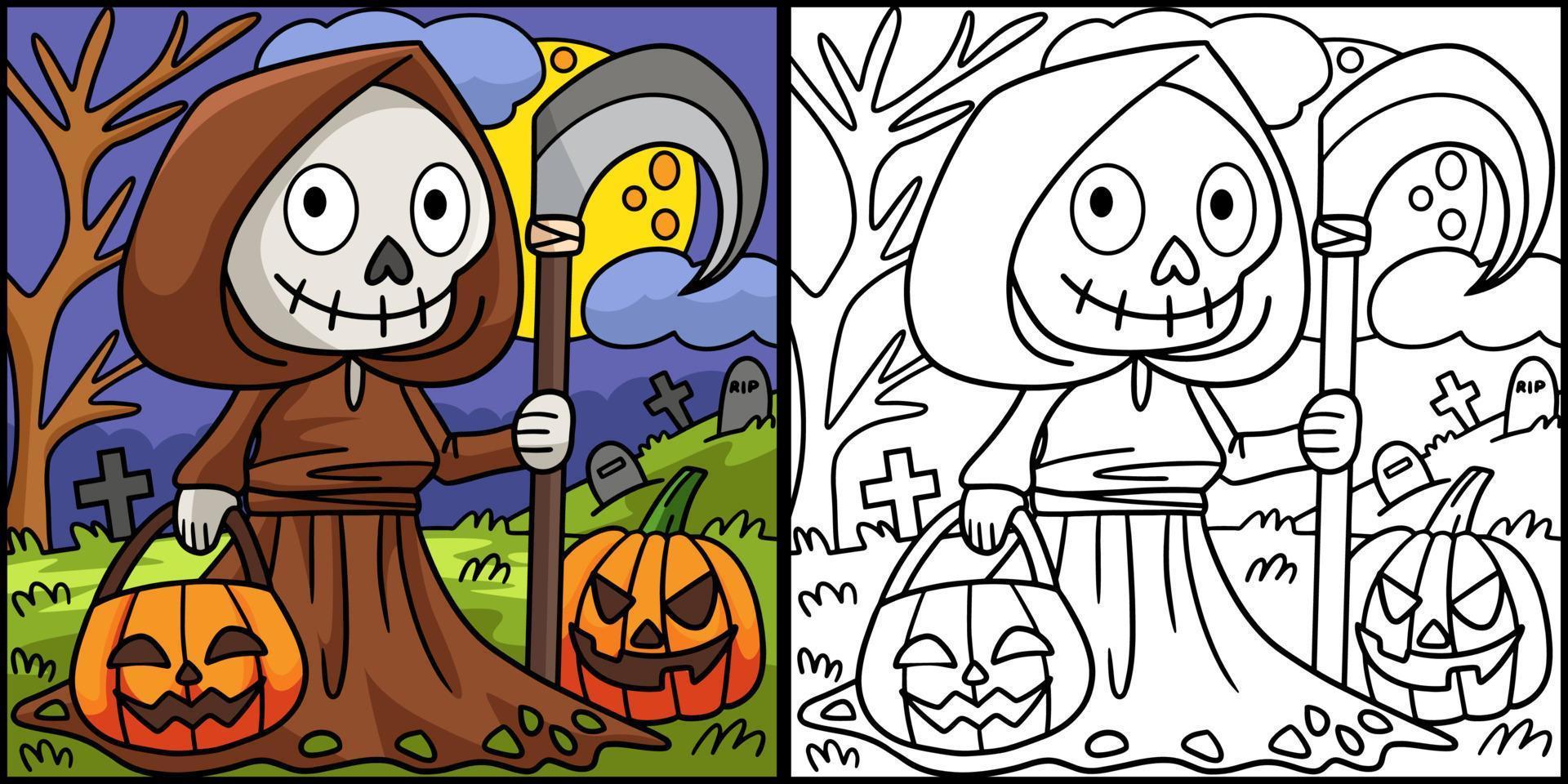 Reaper Holding A Scythe Halloween Illustration vector