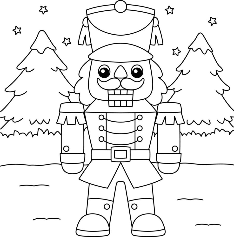 pagina para colorear de cascanueces de navidad para niños vector