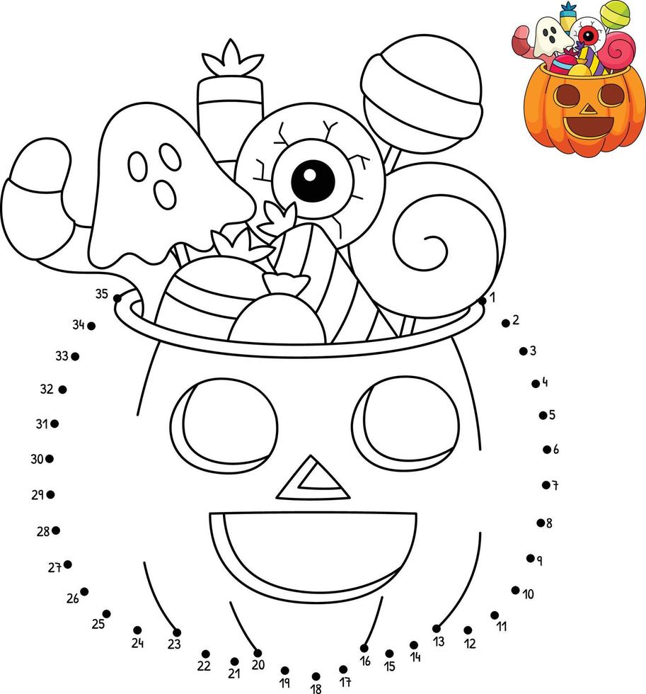 Dot to Dot Trick Or Treat Halloween Isolated vector