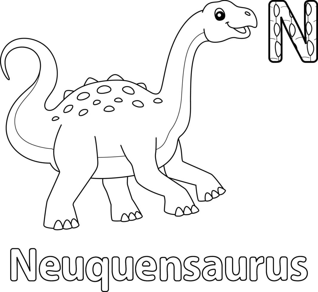 Neuquensaurus Alphabet ABC Coloring Page N vector