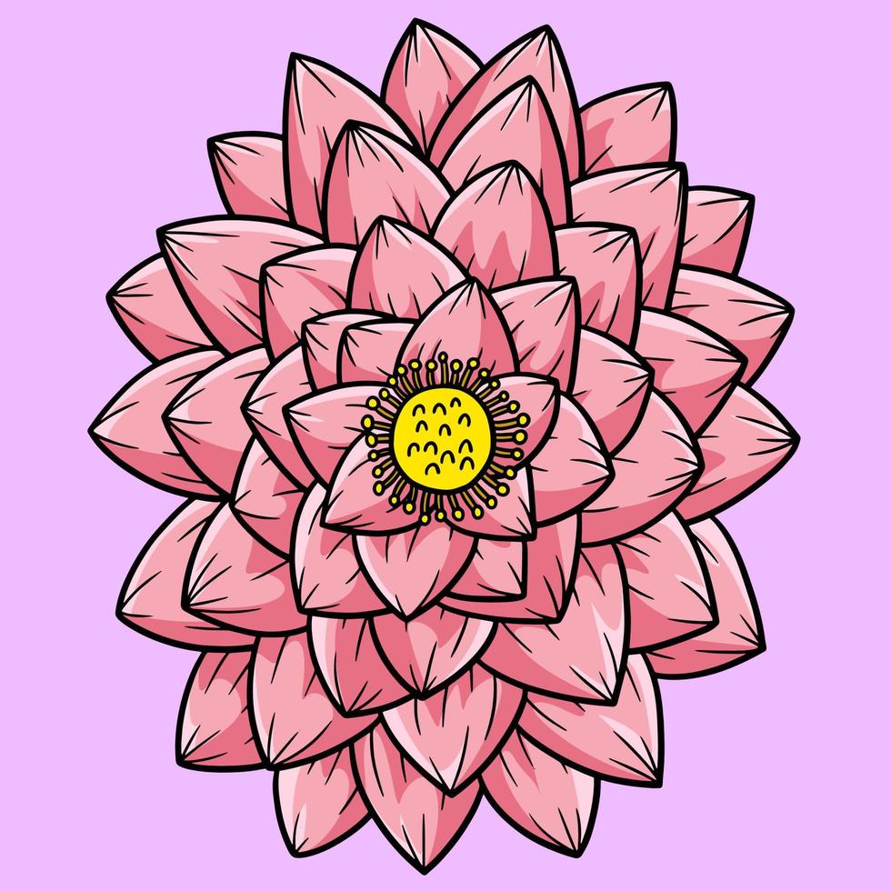 Lotus Flower Colored Cartoon Illustration vector