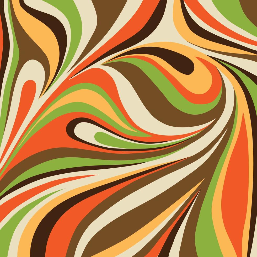 remolino abstracto amarillo naranja verde marrón vector patrón